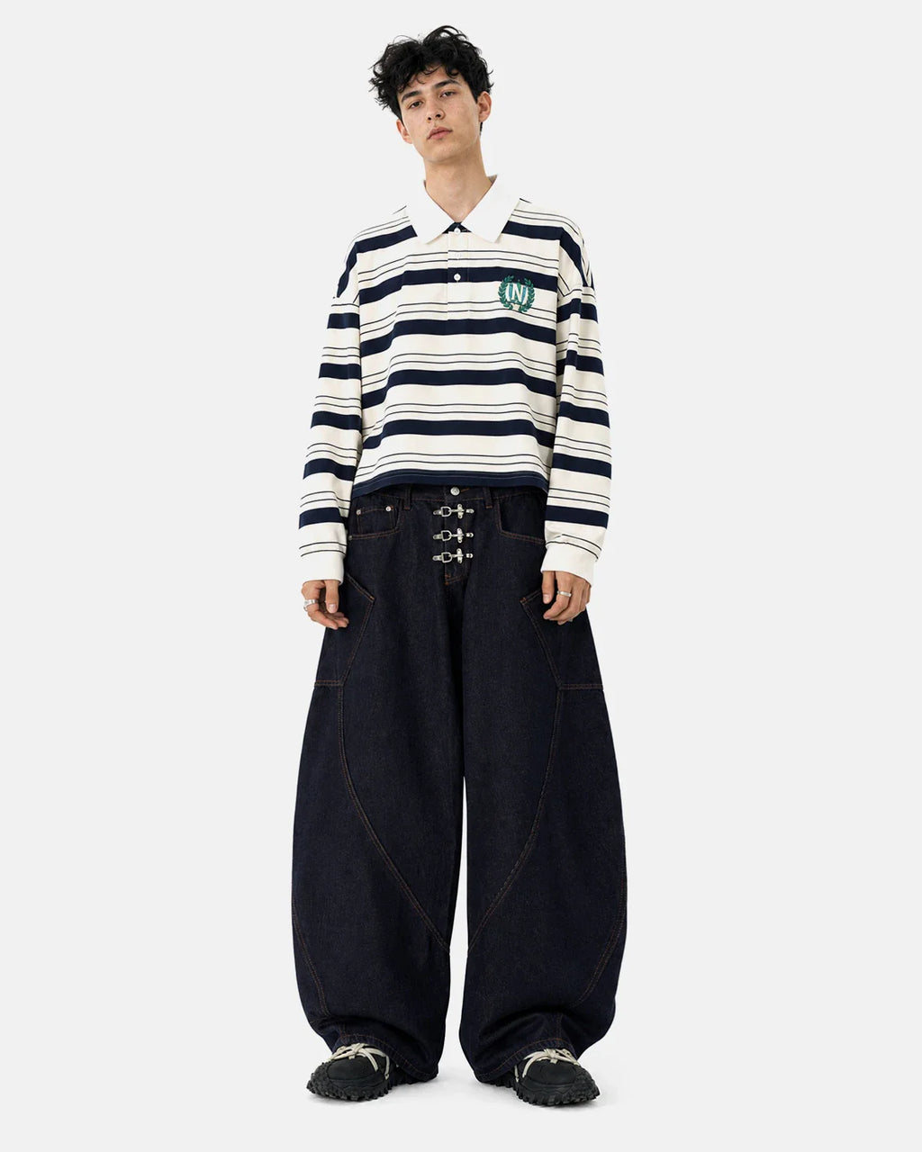 Metal Clasp Raw Barrel Jeans | Inflation Streetwear