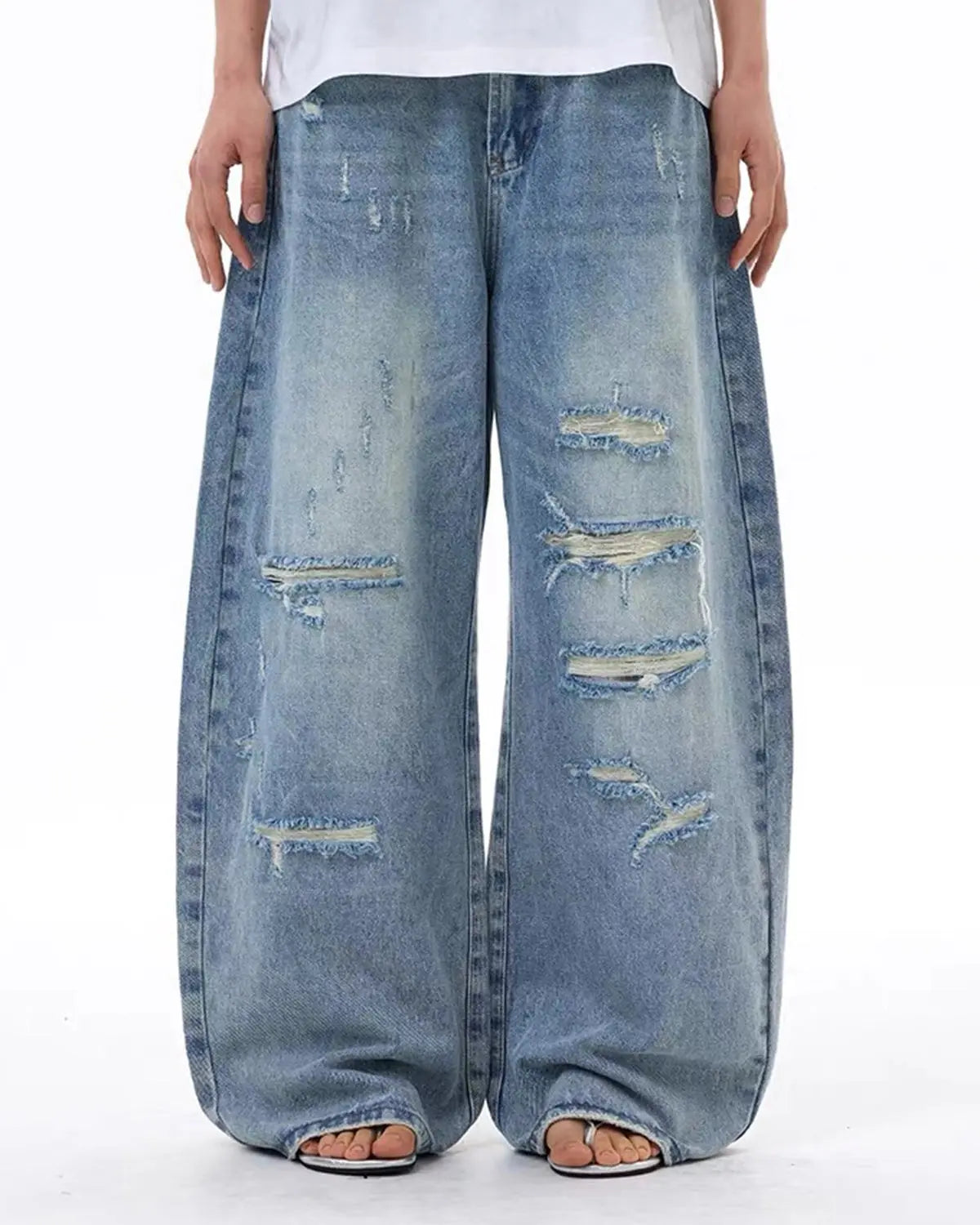 Vintage Wash Distressed Baggy Jeans | Inflation Streetwear