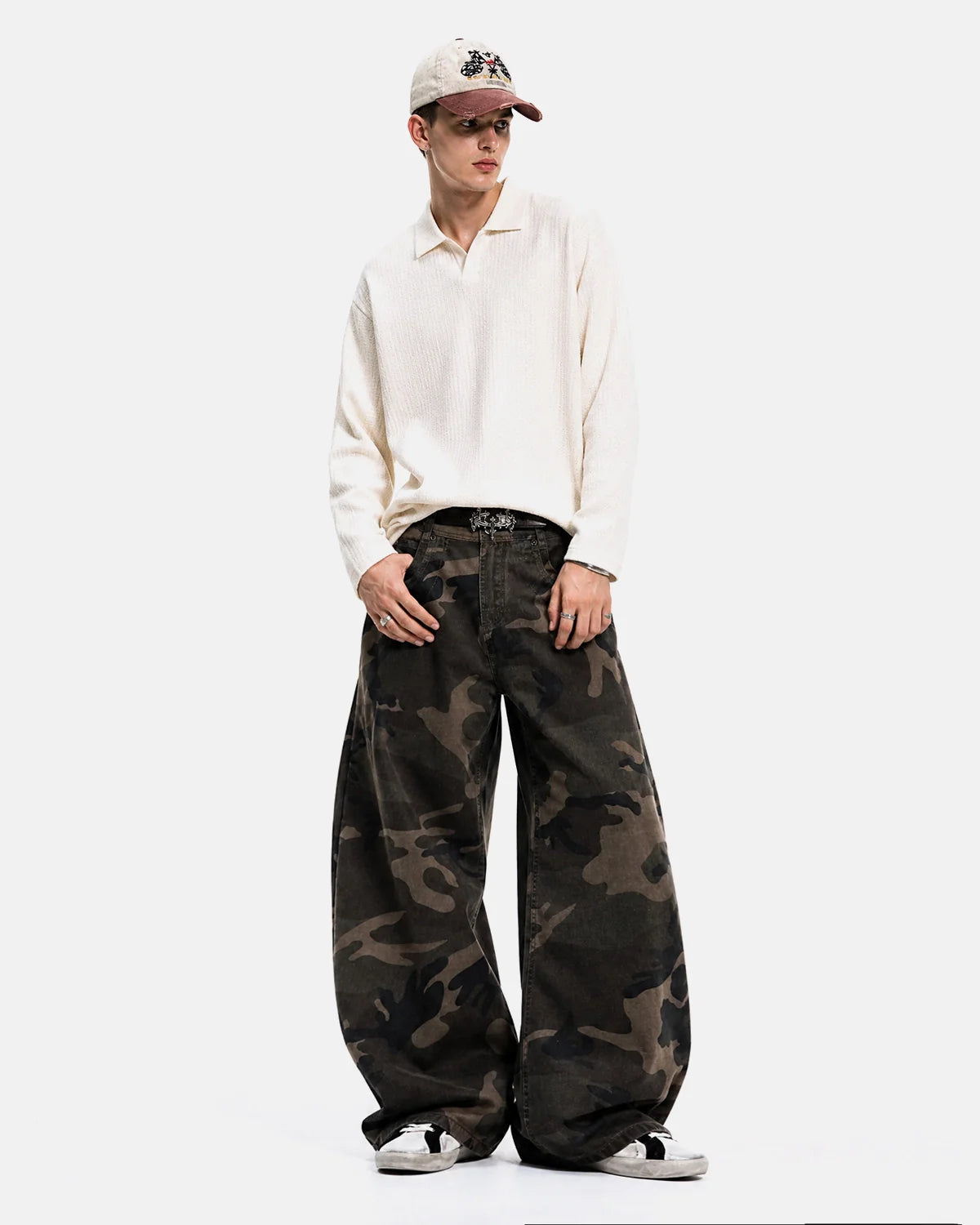 Studded Camo Barrel Jeans | Inflation Streetwear