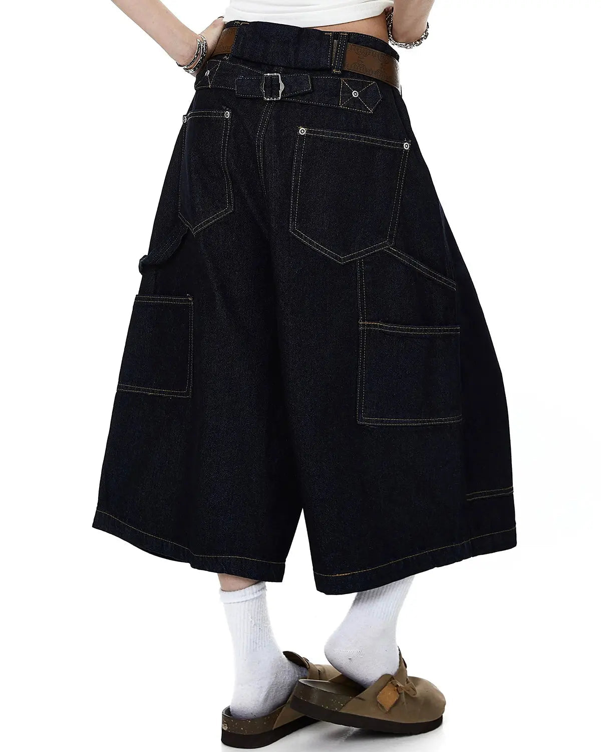 Cinch Back Buttons Up Cargo Jorts | Inflation Streetwear
