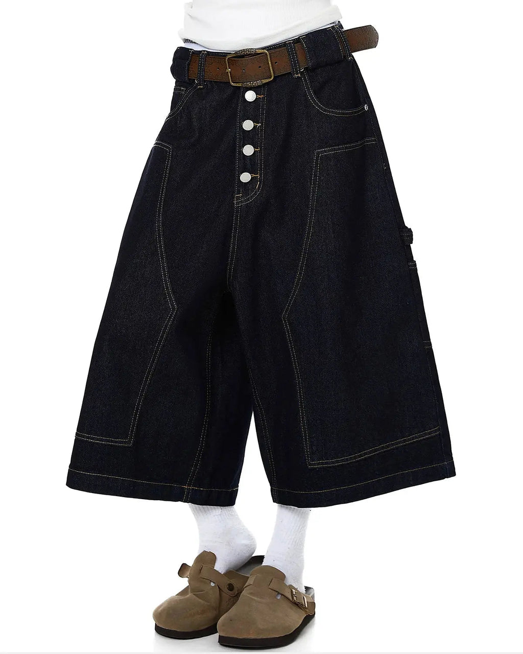 Cinch Back Buttons Up Cargo Jorts | Inflation Streetwear