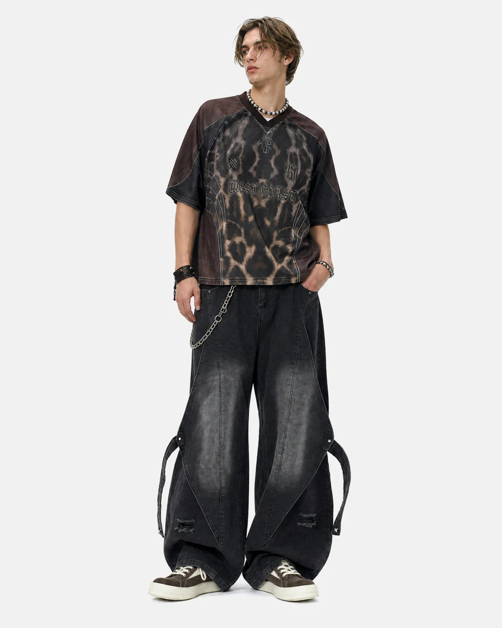 Adjustable Strap Washed Straight-Leg Jeans | Inflation Streetwear