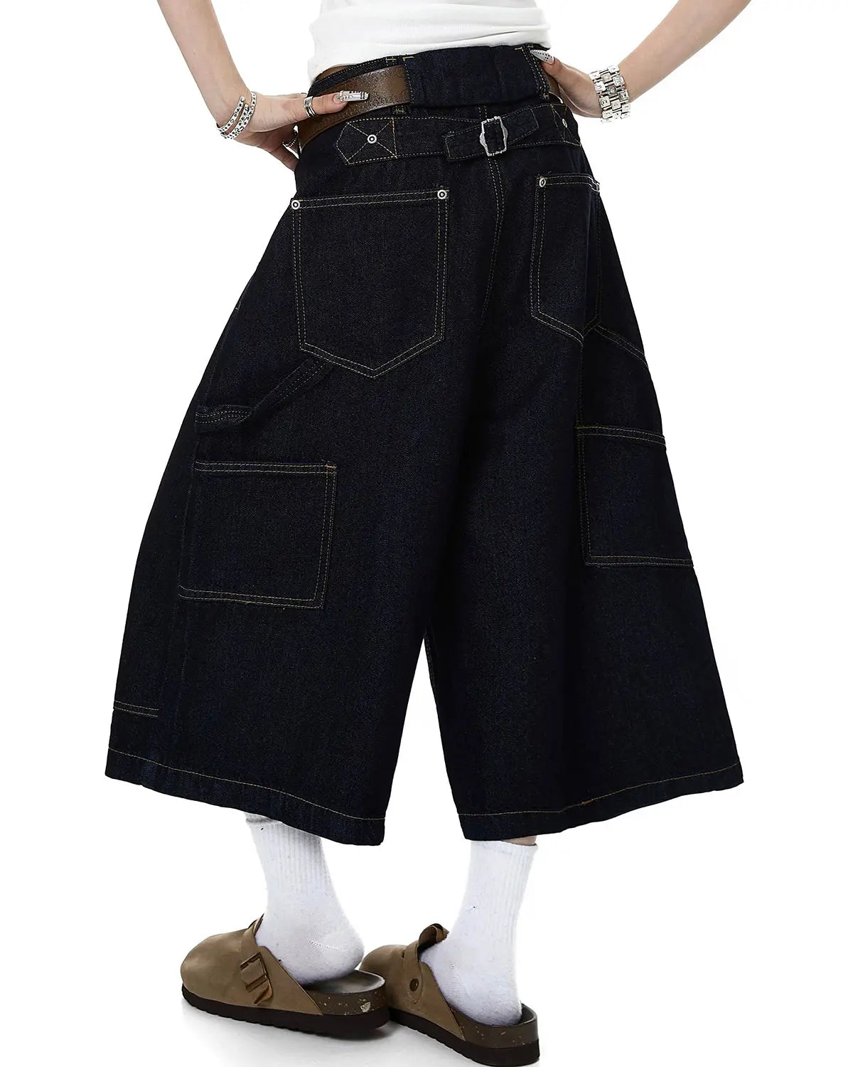 Cinch Back Buttons Up Cargo Jorts | Inflation Streetwear