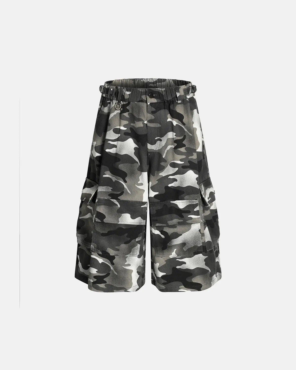 Grey Camo Utility Longline Shorts | Inflation Streetwear