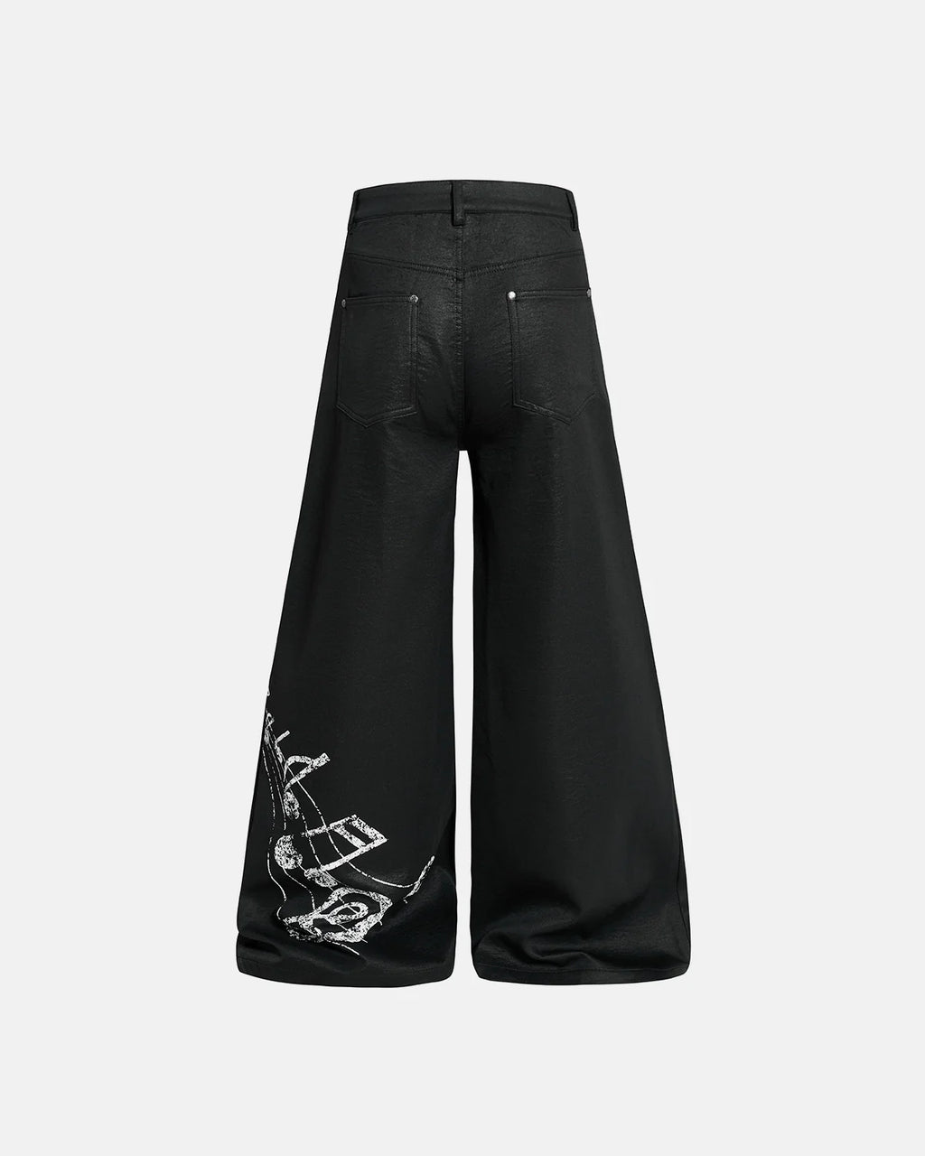 Black Graphic Wide Leg Pants | Inflation Streetwear