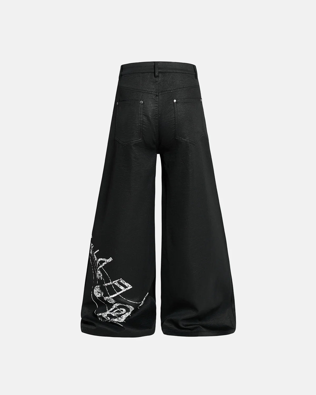 Black Graphic Wide Leg Pants | Inflation Streetwear