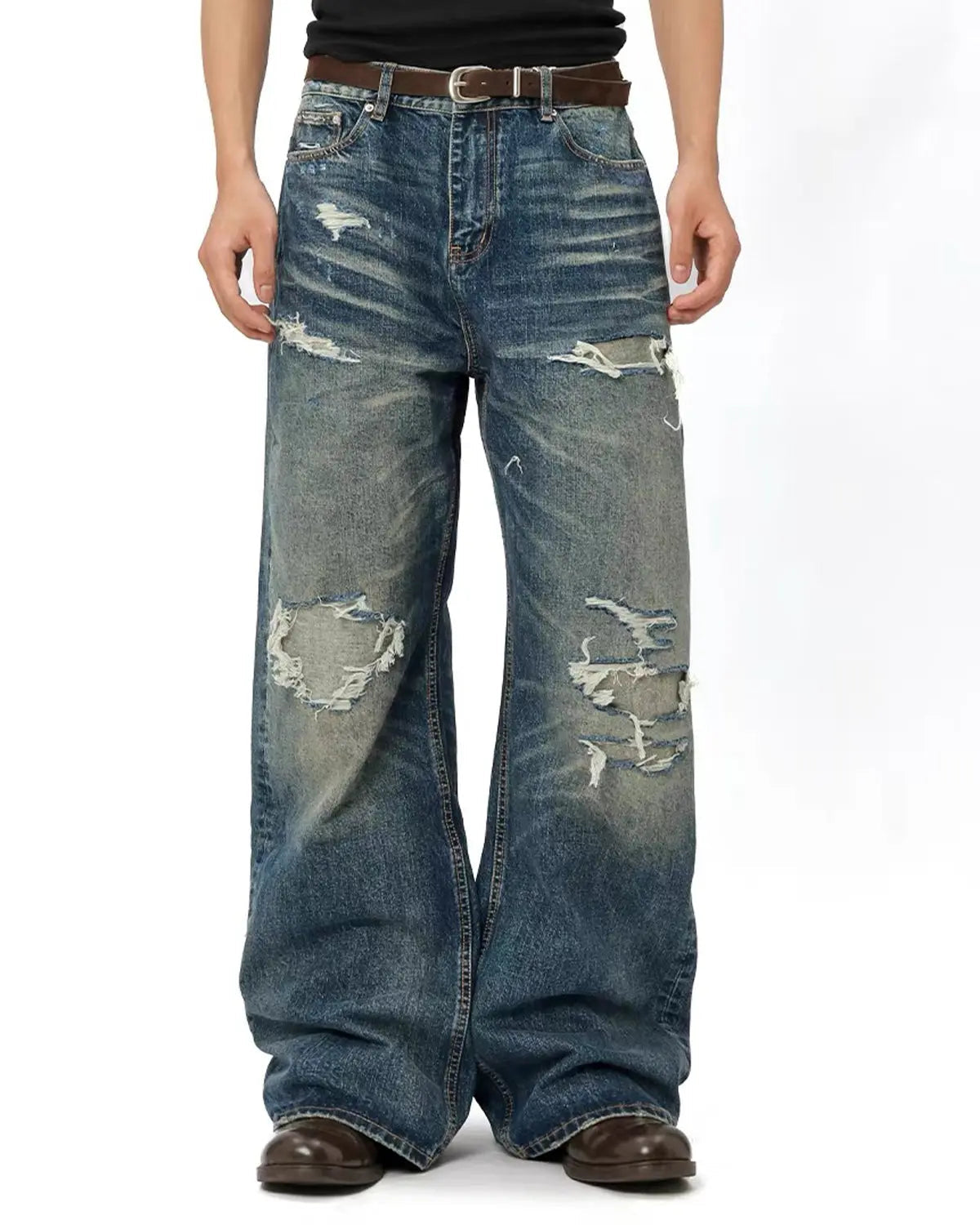 Vintage Distressed Baggy Jeans | Inflation Streetwear