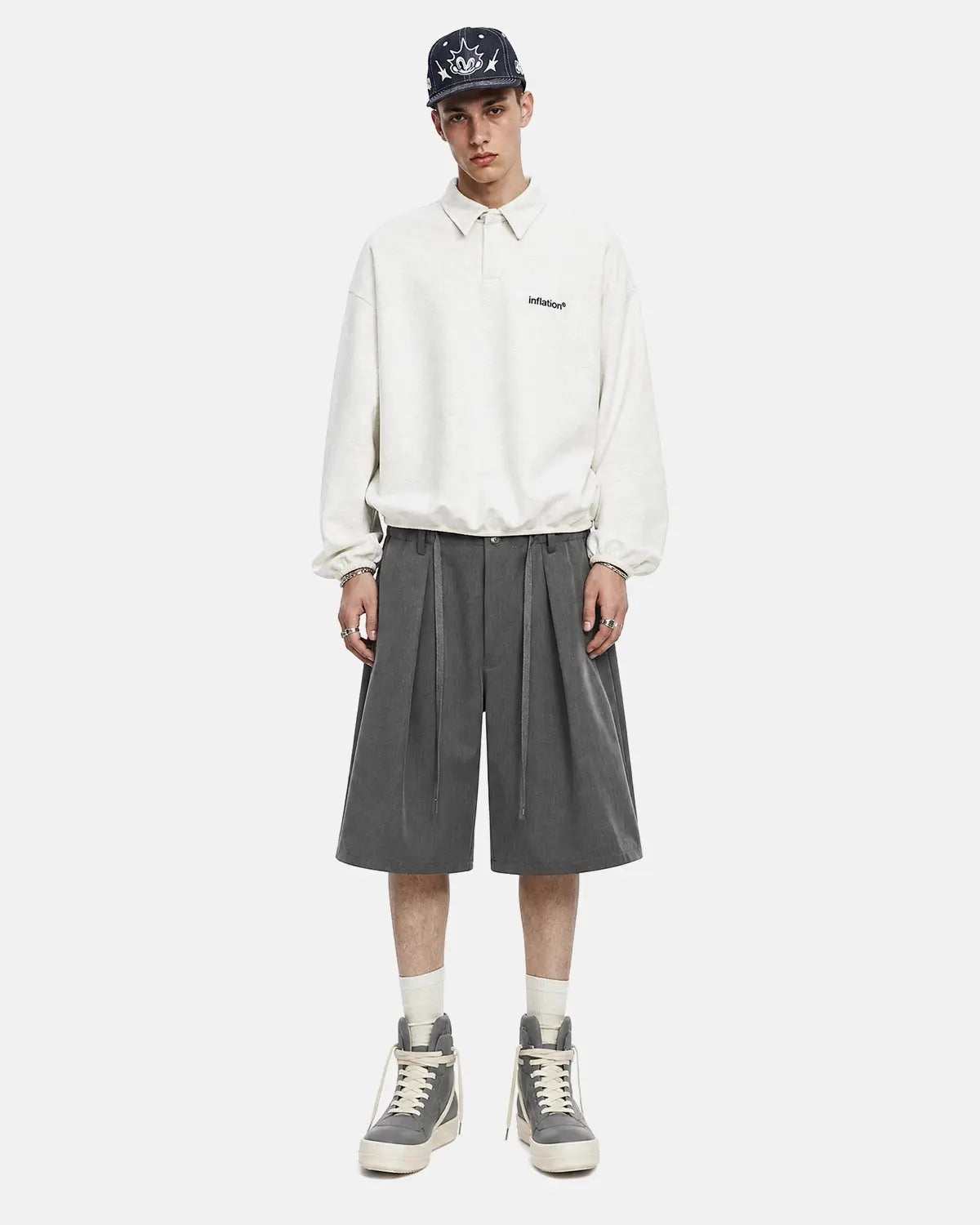 Drawstring Wide-Leg Tailored Shorts | Inflation Streetwear