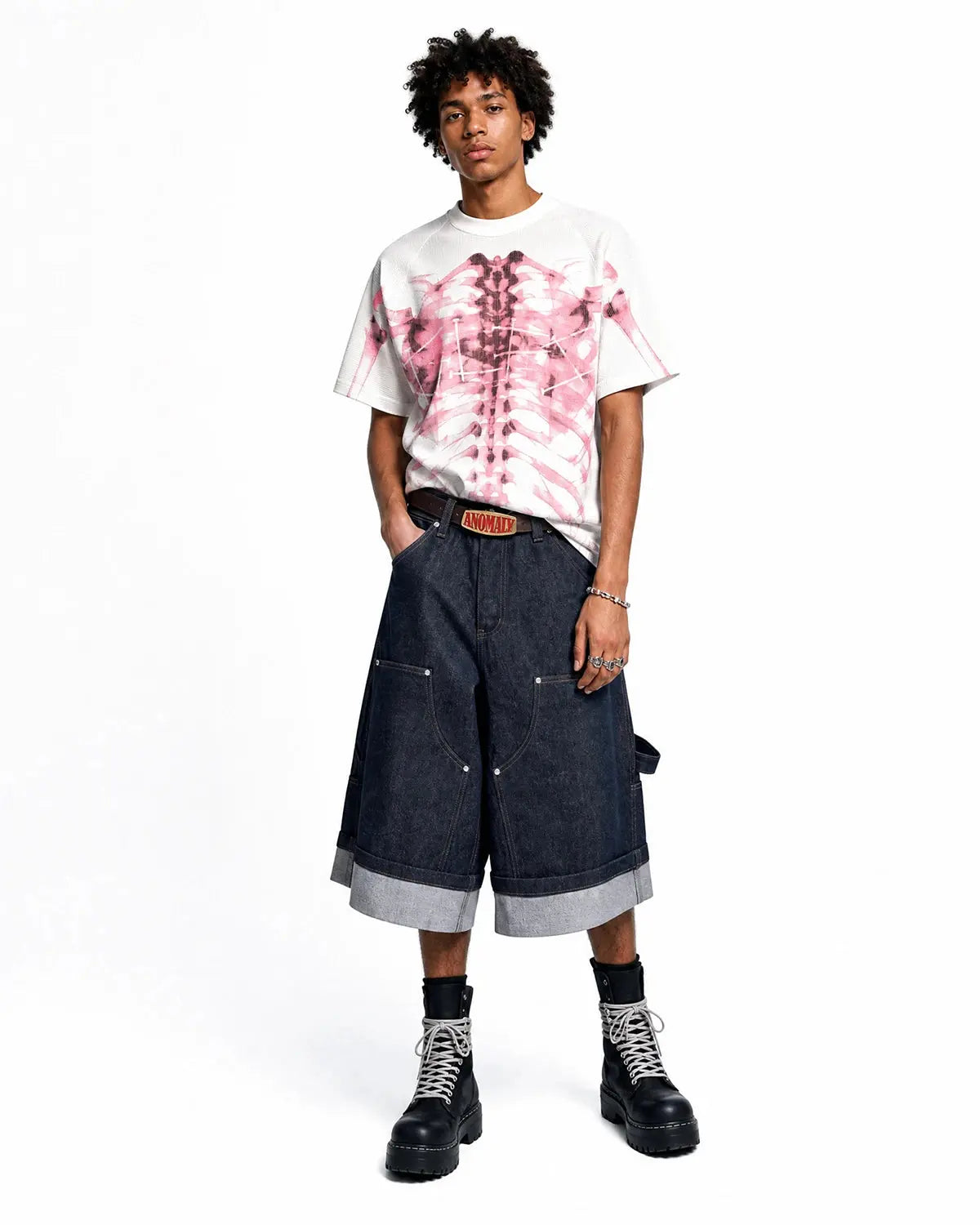 Pink X-Ray Skeleton Boxy T-Shirt | Inflation Streetwear