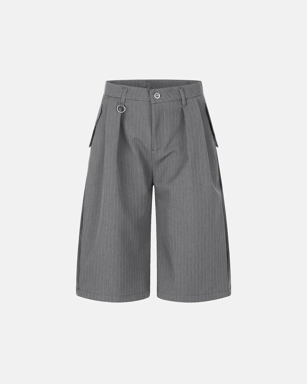 Pinstripe Pleated Ring Detail Tailored Shorts | Inflation Streetwear