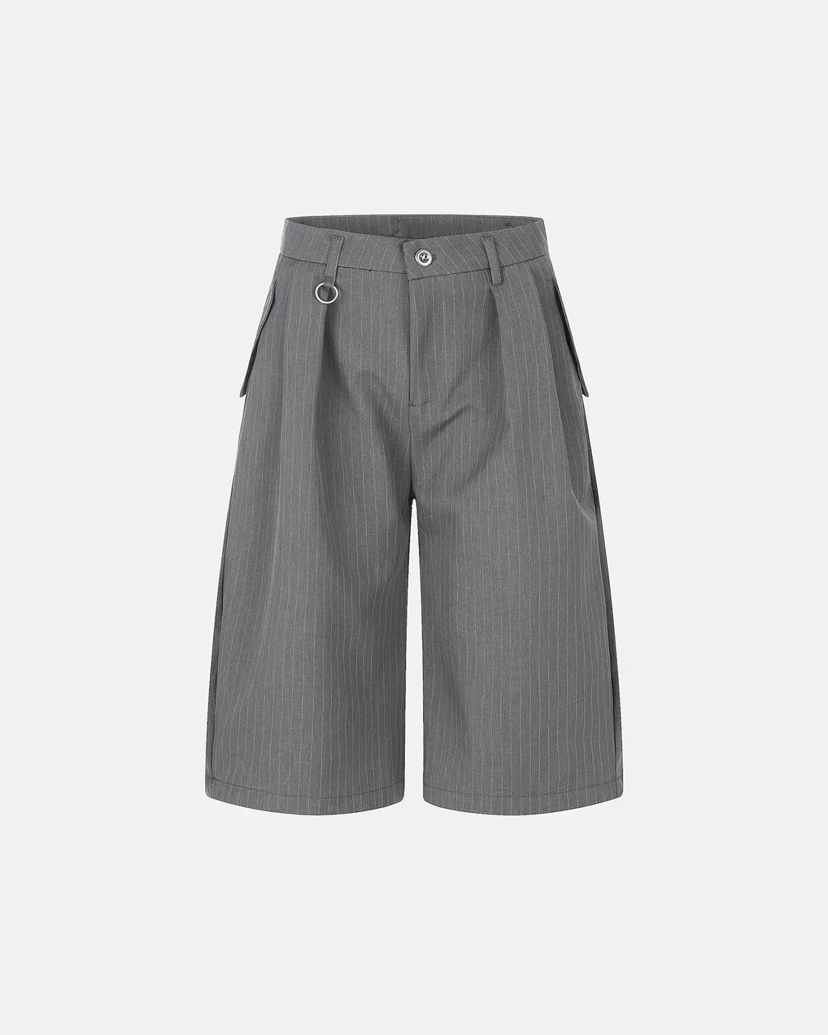 Pinstripe Pleated Ring Detail Tailored Shorts | Inflation Streetwear