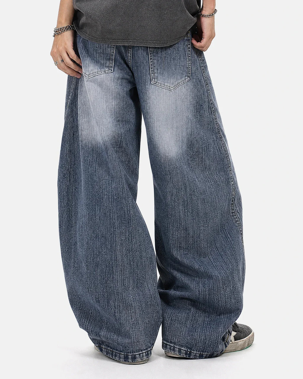 Belted Bamboo Weave Barrel Jeans | Inflation Streetwear