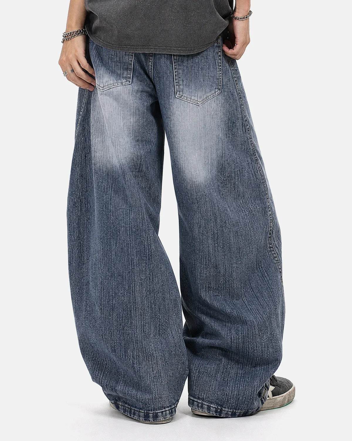 Belted Bamboo Weave Barrel Jeans | Inflation Streetwear