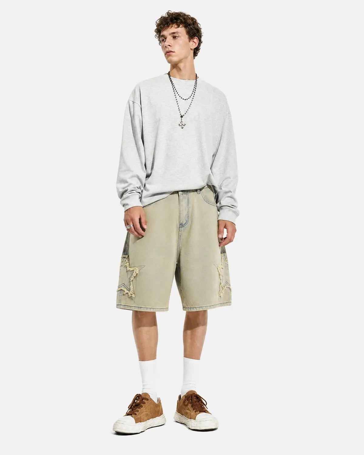 Star Patch Distressed Baggy Jorts | Inflation Streetwear