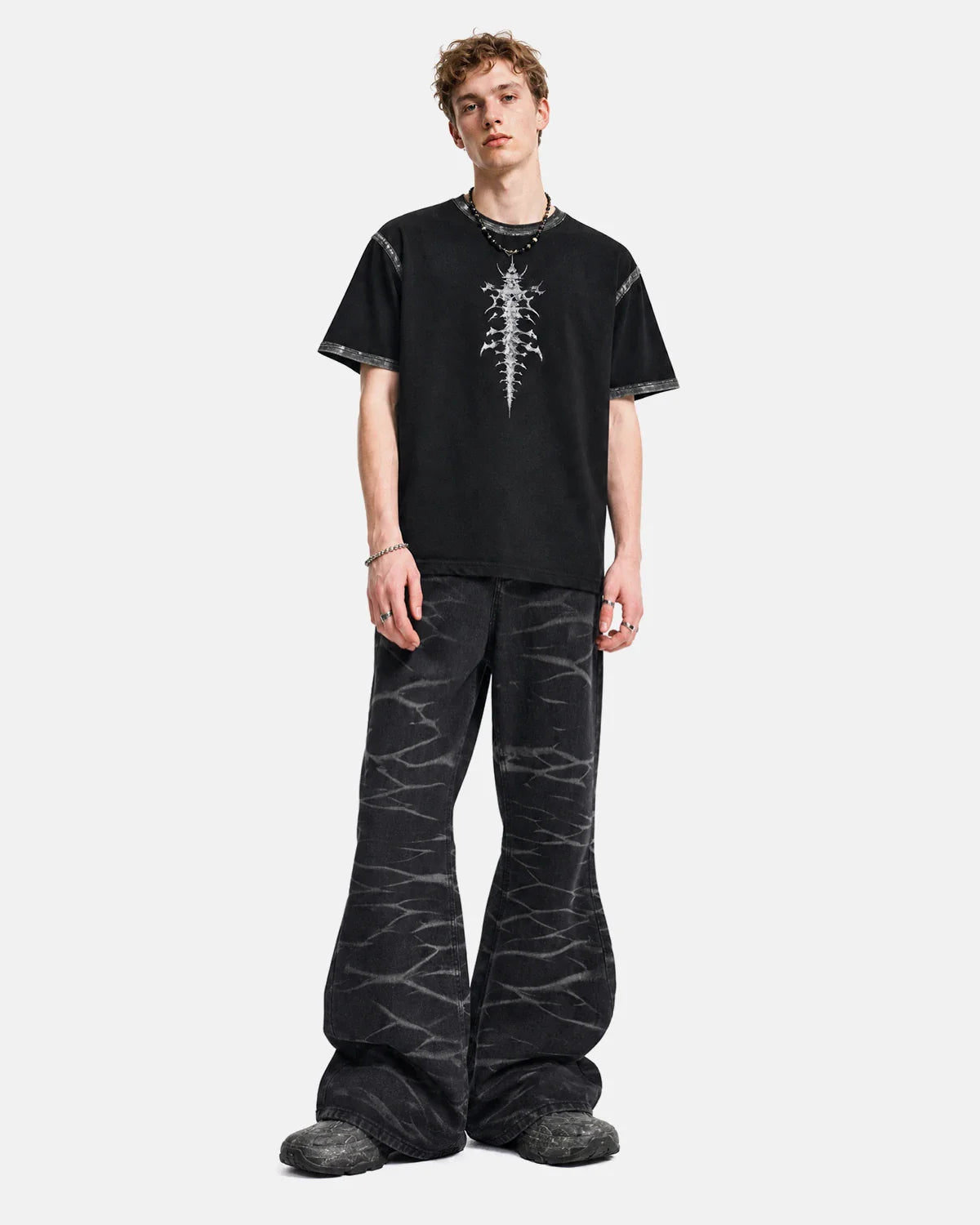Black Whisker Wash Bootcut Jeans | Inflation Streetwear