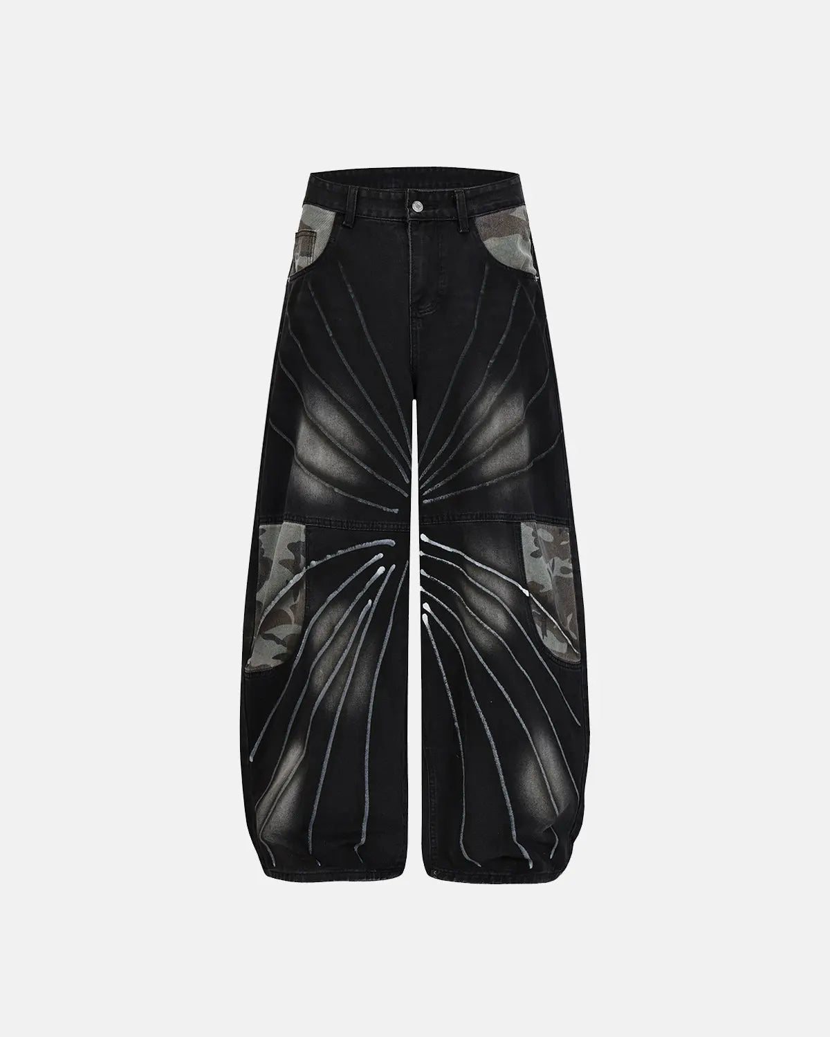 Spray Graphic Camo Barrel Jeans | Inflation Streetwear
