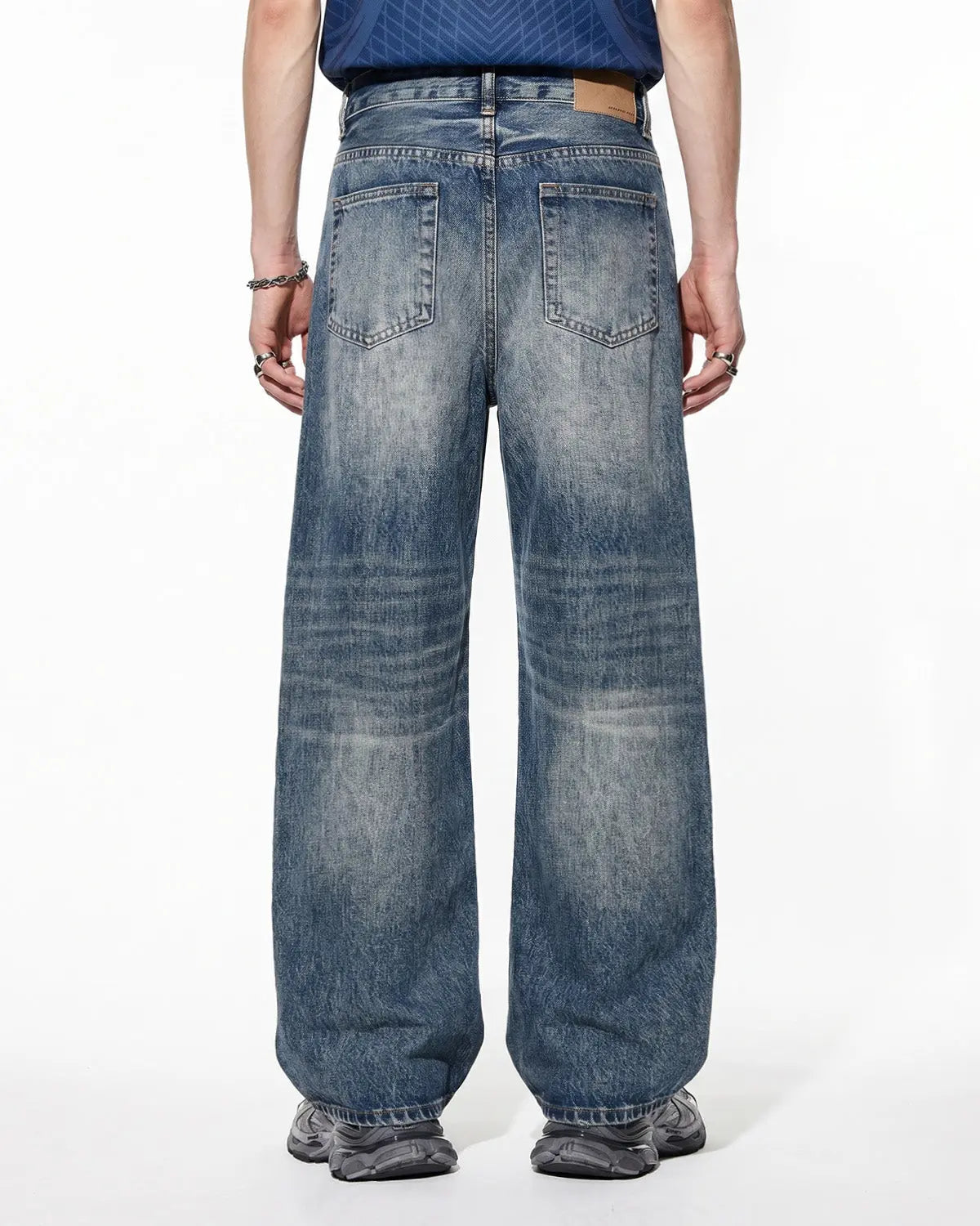 Whisker Wash Distressed Baggy Jeans | Inflation Streetwear