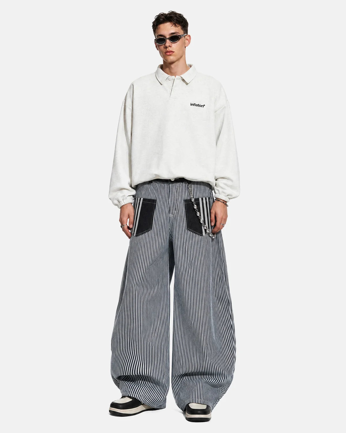 Striped Patch Pocket Baggy Jeans | Inflation Streetwear
