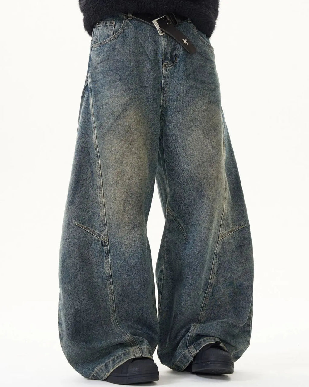Washed Deconstructed Barrel Jeans | Inflation Streetwear