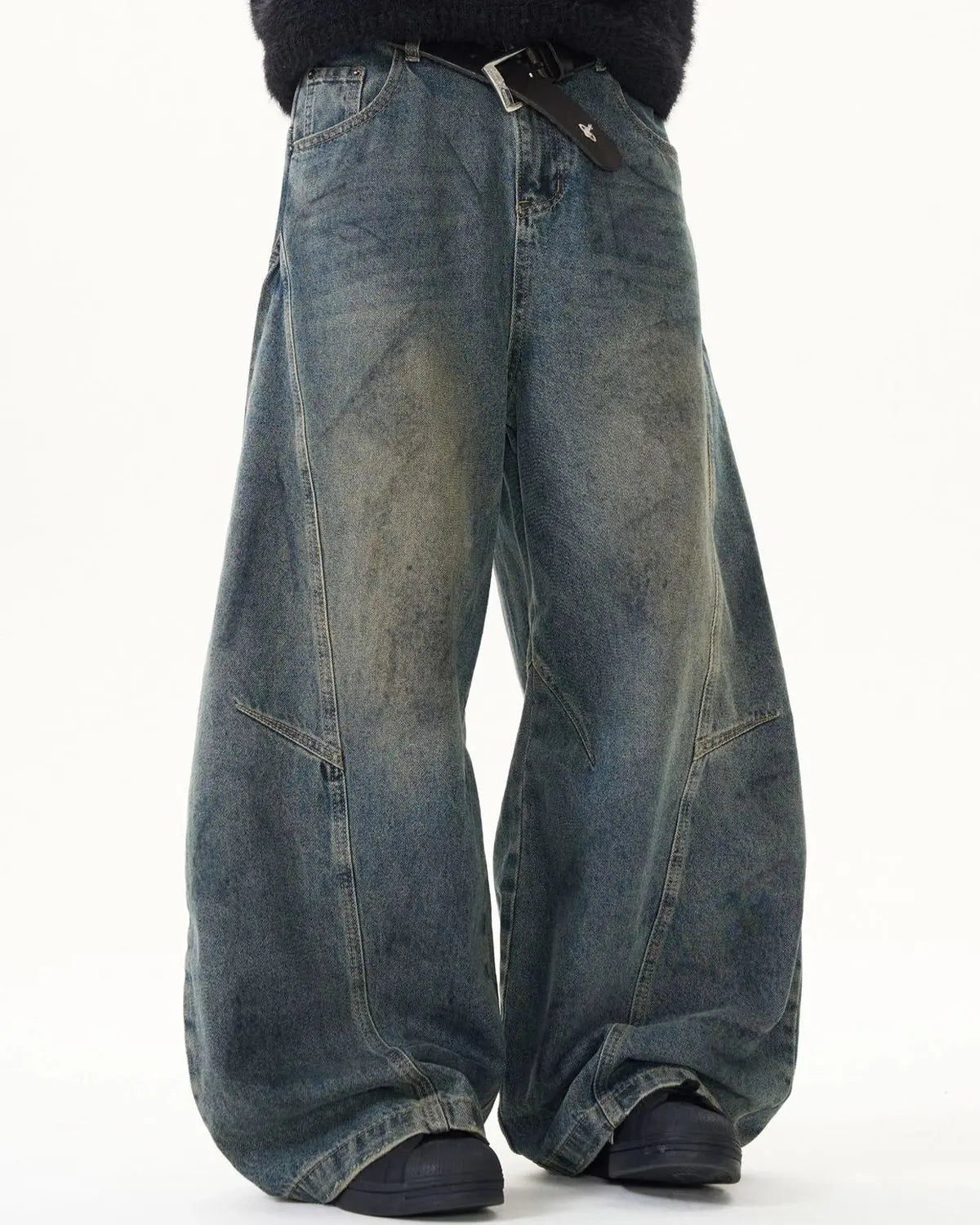Washed Deconstructed Barrel Jeans | Inflation Streetwear