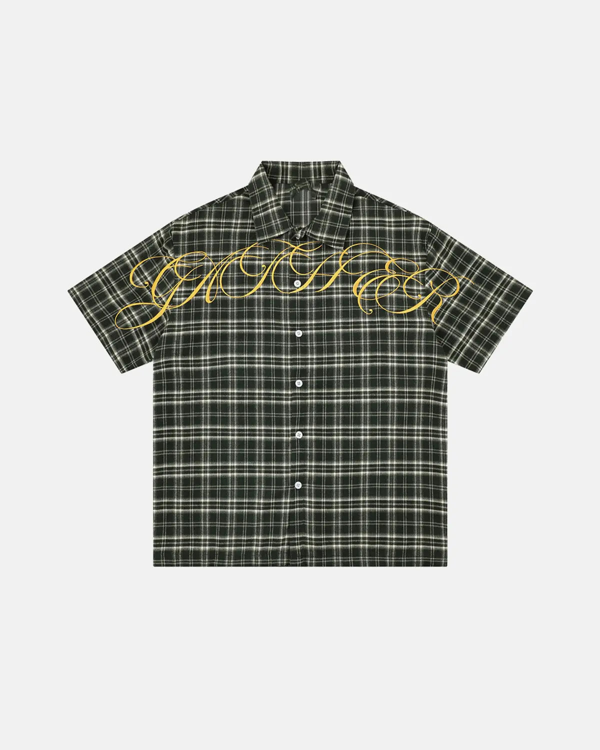 Lettering Embroidery Plaid Shirts | Inflation Streetwear