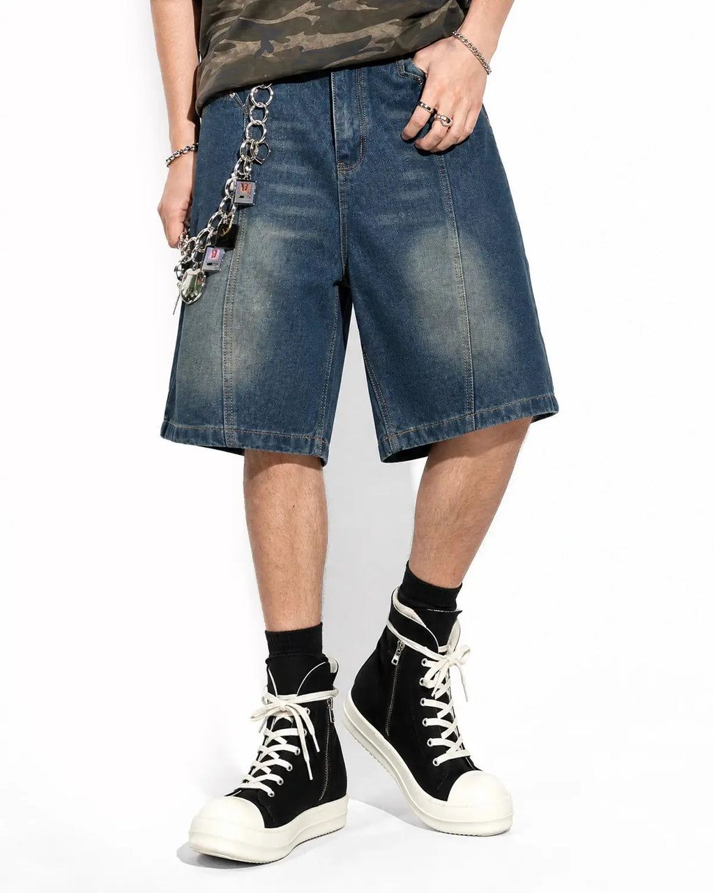 Deconstructed Washed Denim Jorts | Inflation Streetwear