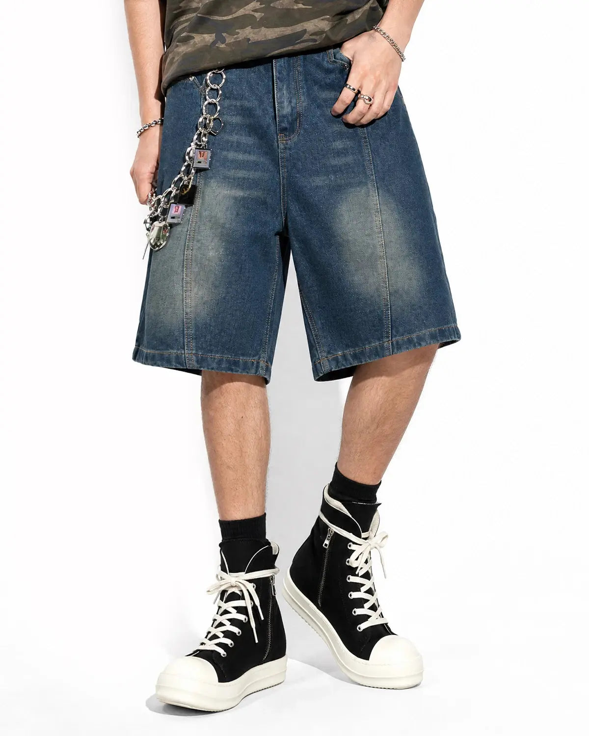 Deconstructed Washed Denim Jorts | Inflation Streetwear
