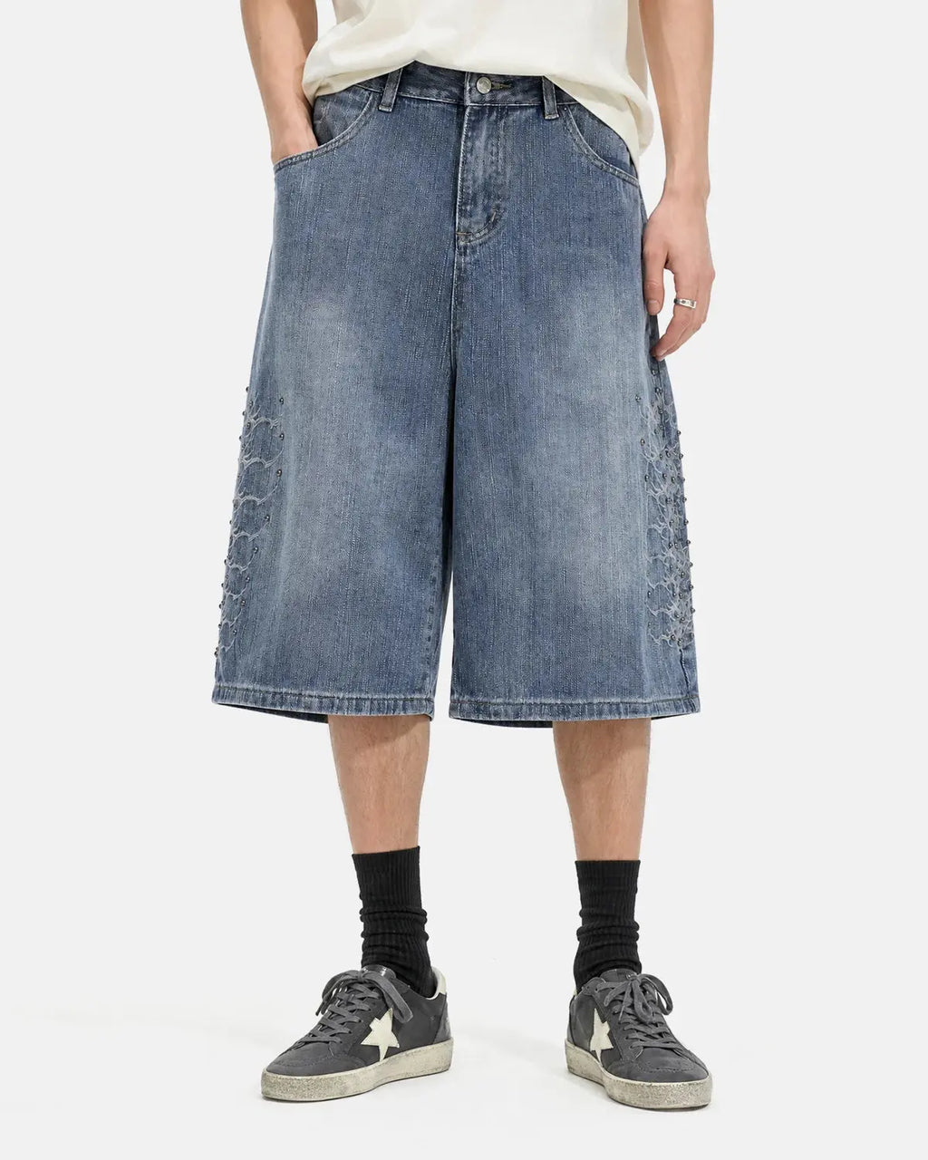 Studded Bamboo Weave Jorts | Inflation Streetwear