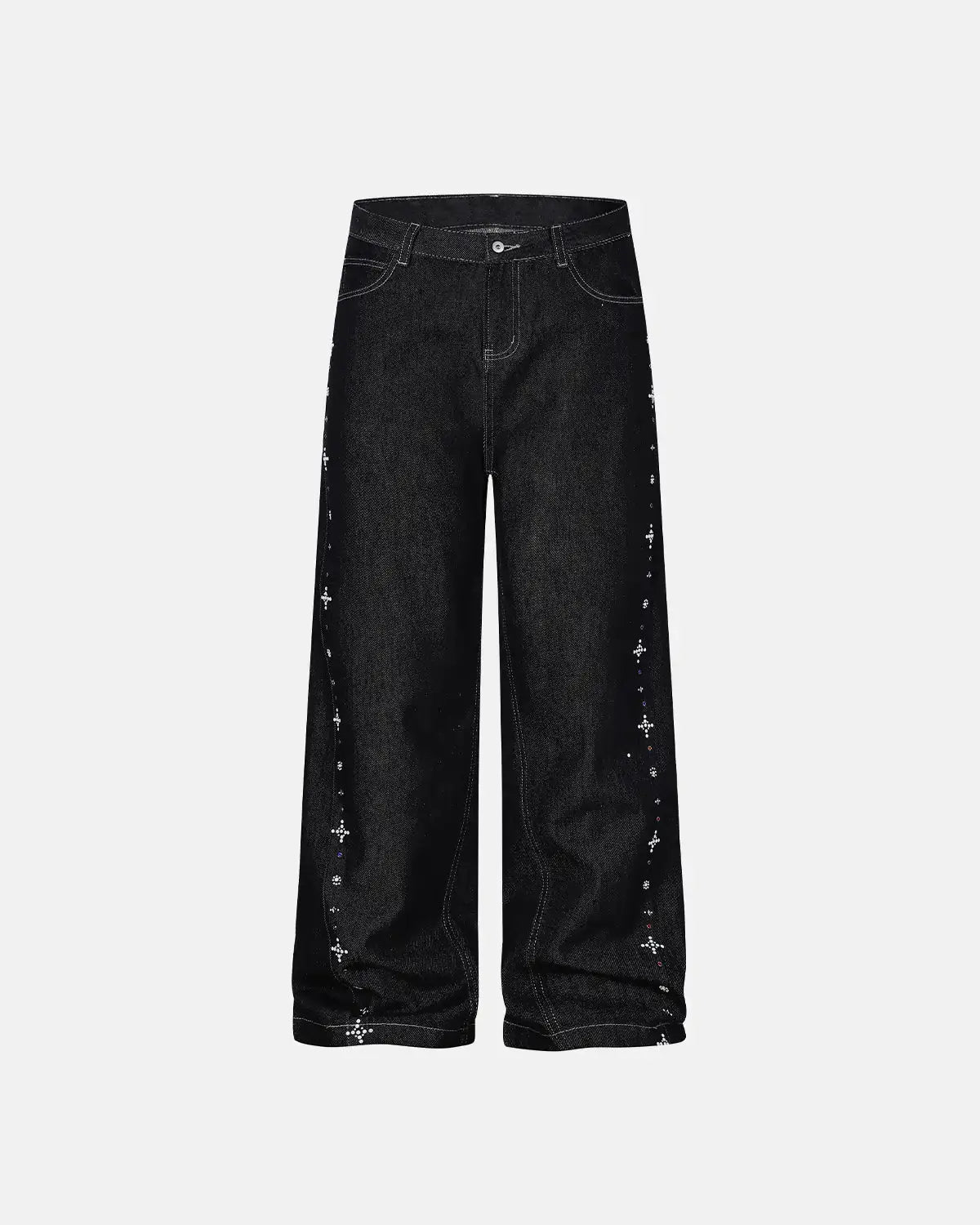 Studded Rhinestone Baggy Denim Jeans | Inflation Streetwear