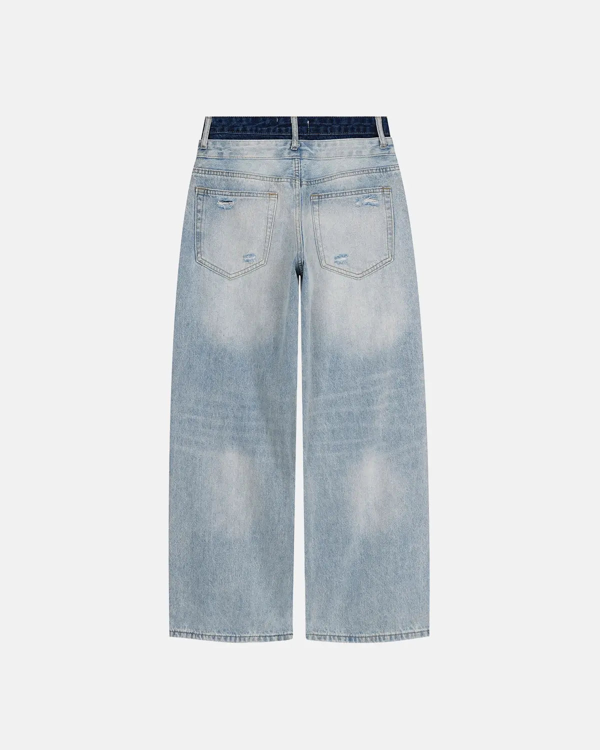 Double Waist Distressed Baggy Jeans | Inflation Streetwear