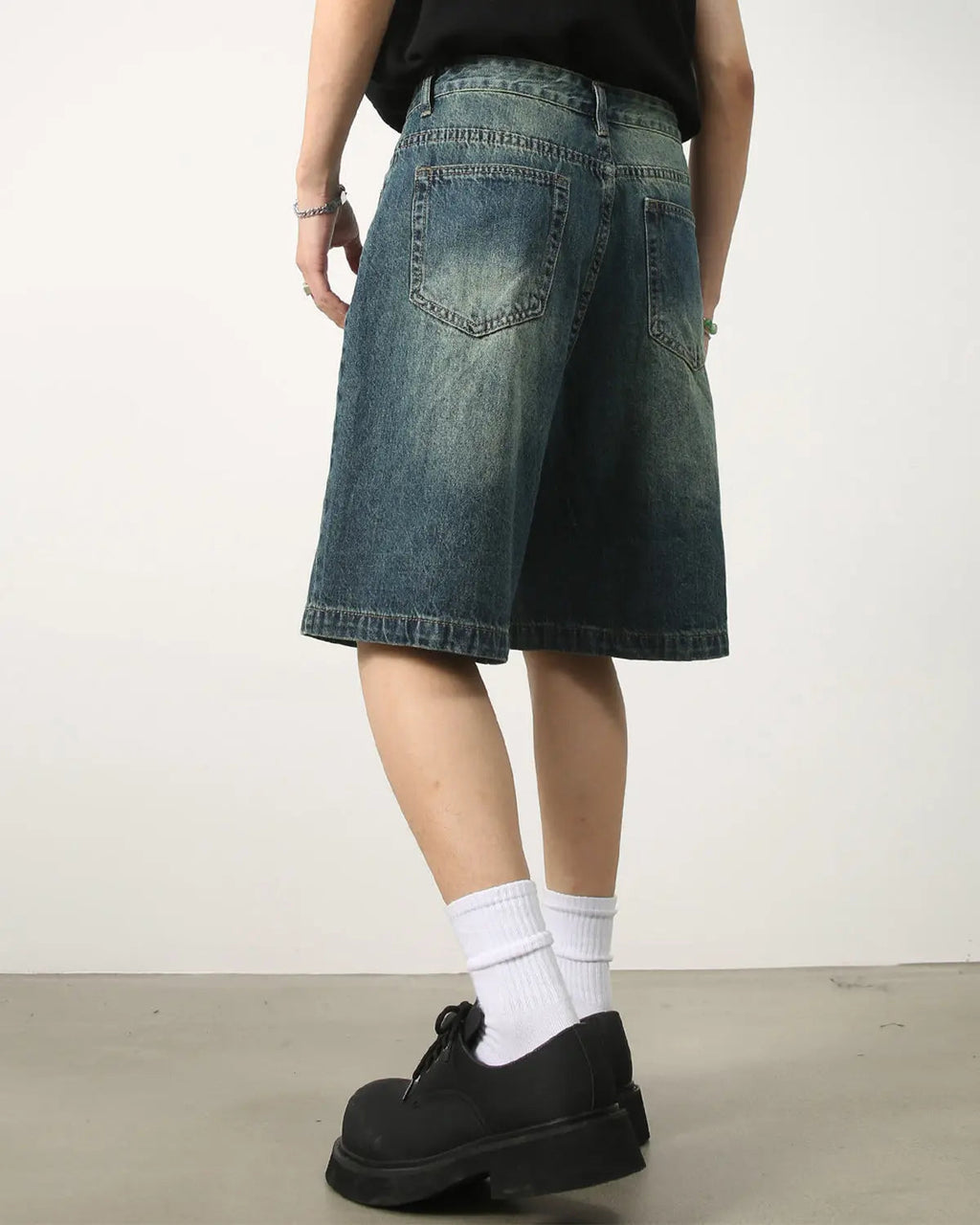 Washed Knee-Length Denim Jorts | Inflation Streetwear