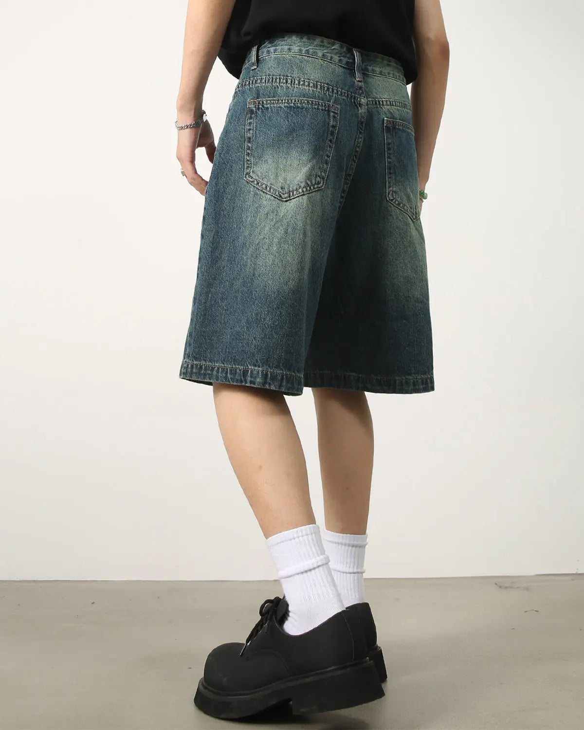 Washed Knee-Length Denim Jorts | Inflation Streetwear