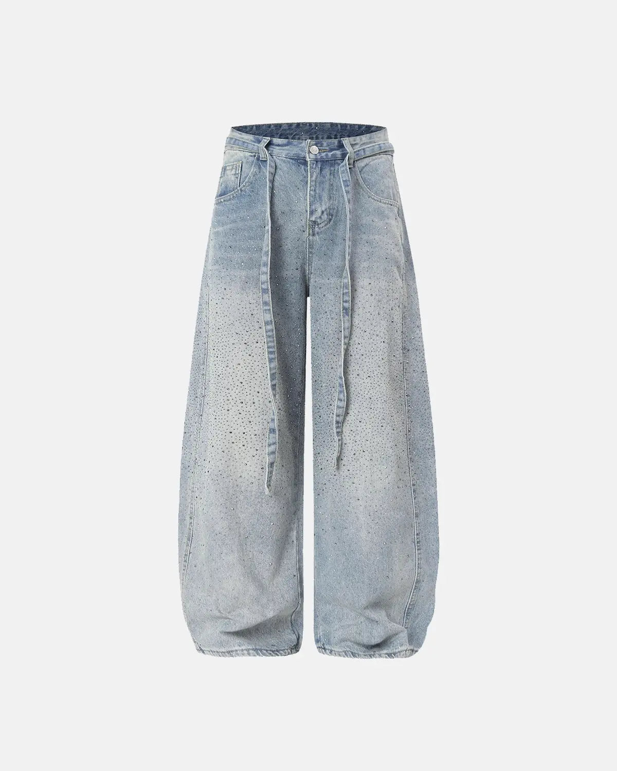 Rhinestone Baggy Barrel Jeans | Inflation Streetwear