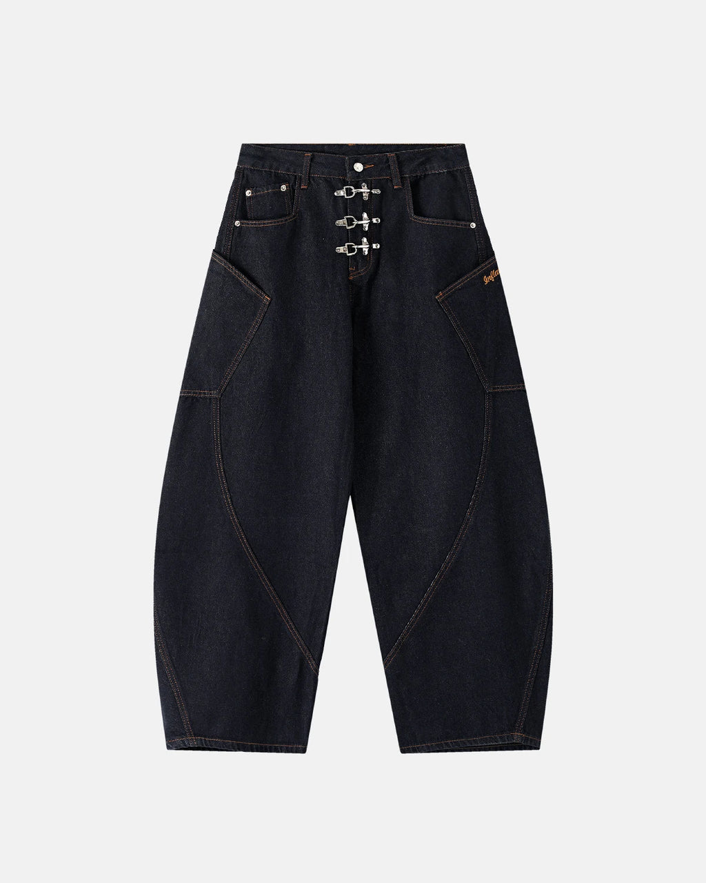 Metal Clasp Raw Barrel Jeans | Inflation Streetwear