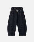 Metal Clasp Raw Barrel Jeans | Inflation Streetwear