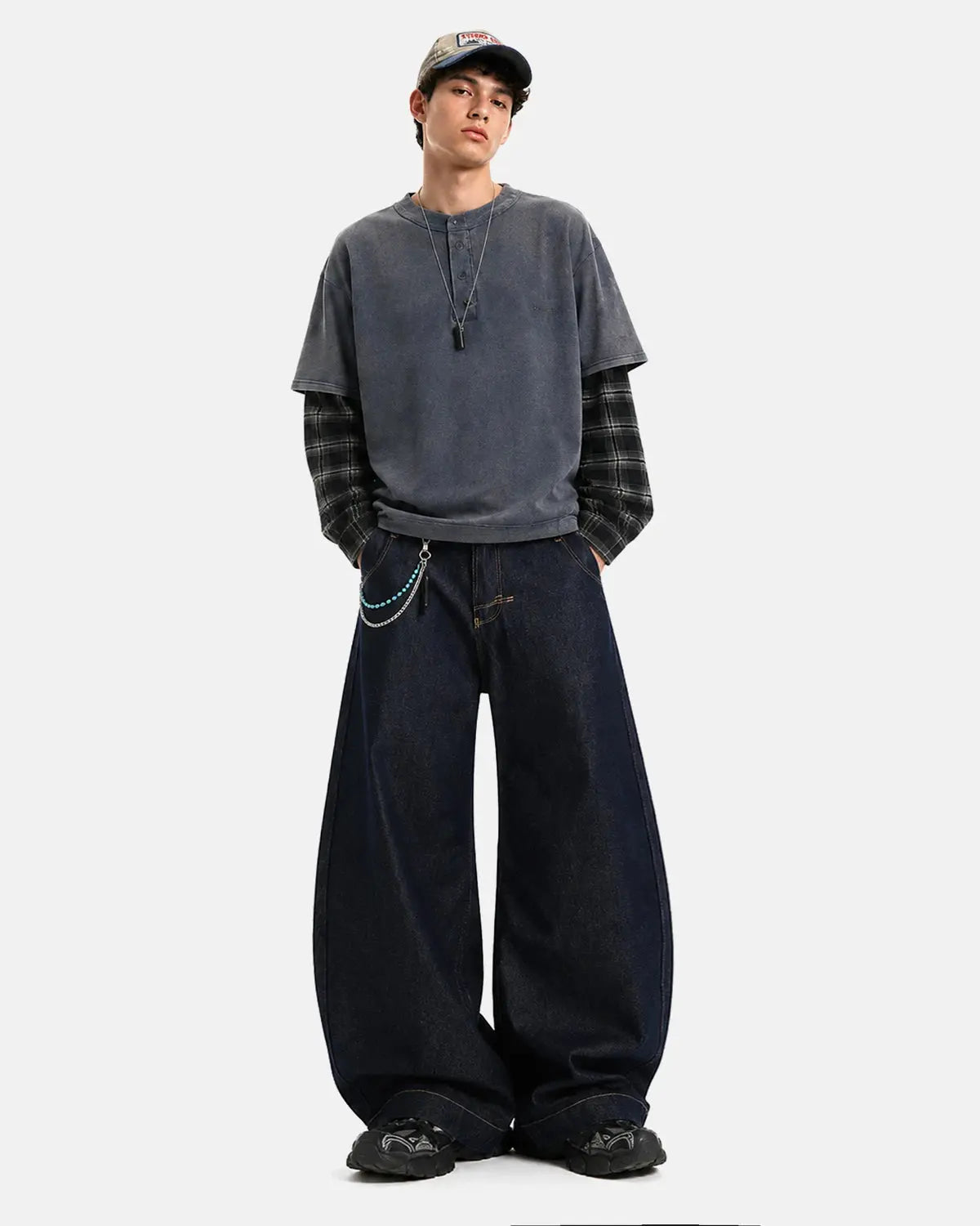 Raw Wash Barrel Jeans with Cinch Back | Inflation Streetwear