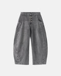 Metal Clasp Grey Barrel Jeans | Inflation Streetwear