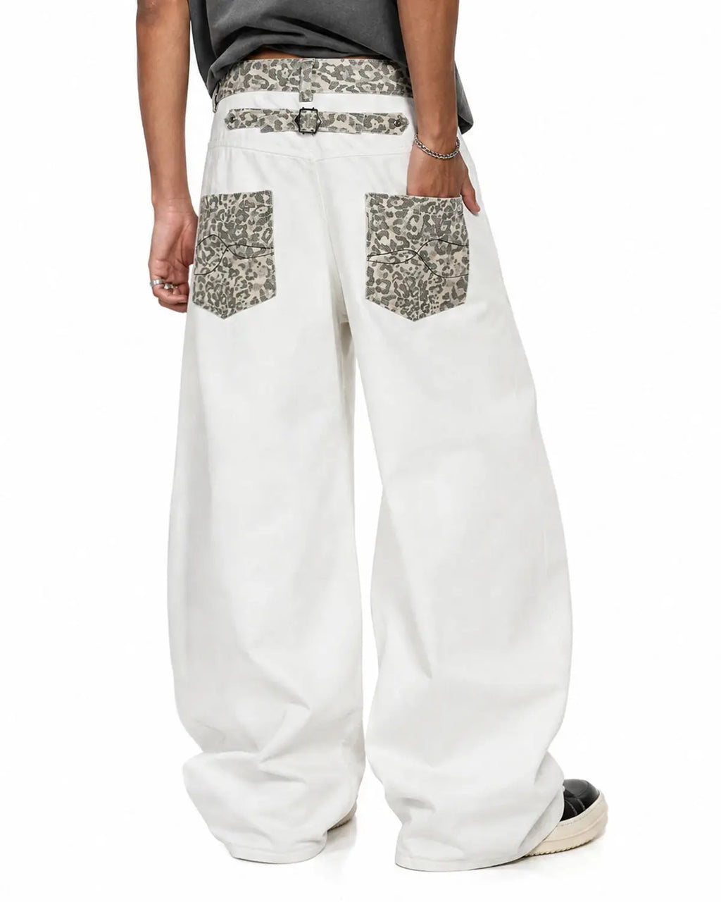 Leopard Patch Barrel Jeans | Inflation Streetwear