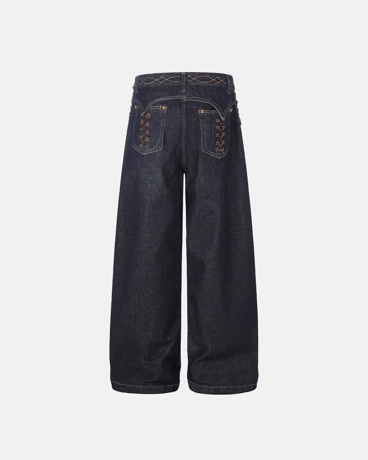 Side Lace-Up Raw Baggy Jeans | Inflation Streetwear