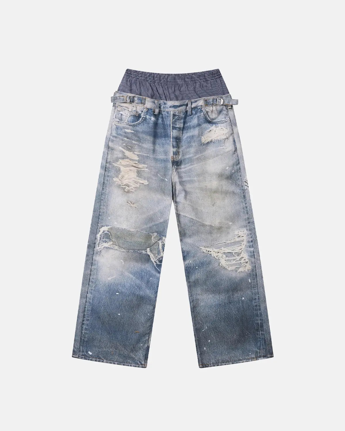 Layered Digital Print Baggy Jeans | Inflation Streetwear