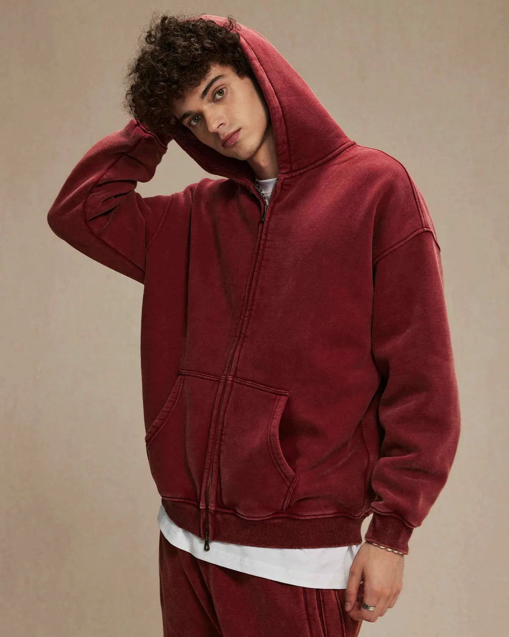 Acid Washed Distressed Fleece Zip Up Hoodies | Inflation Streetwear