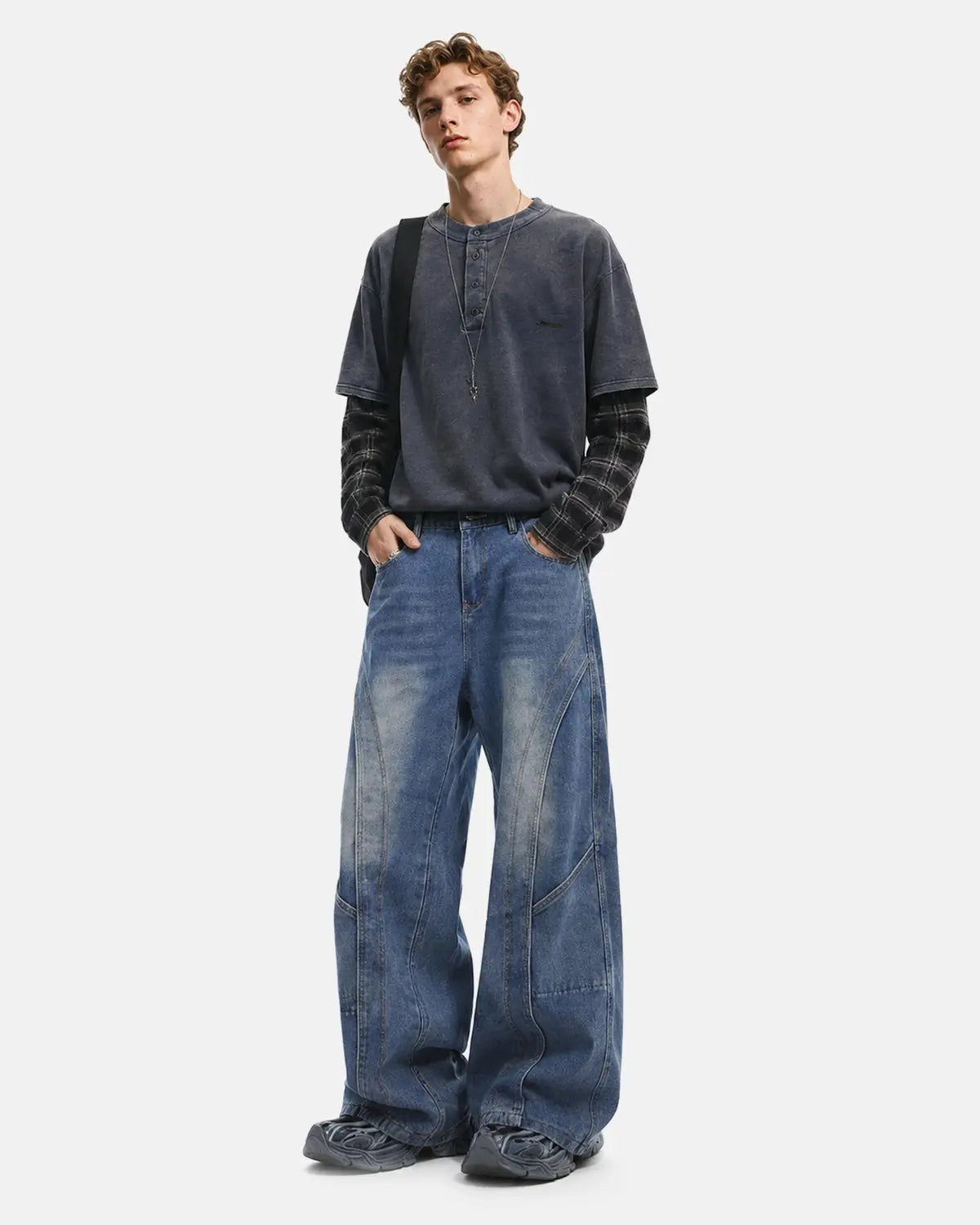 Deconstructed Baggy Straight-Leg Jeans | Inflation Streetwear