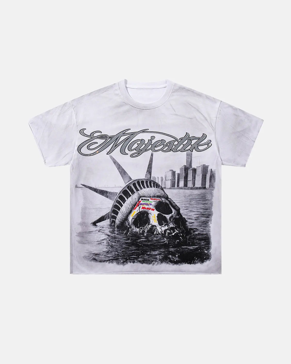 Rhinestone Washed Graphic T-Shirt | Inflation Streetwear