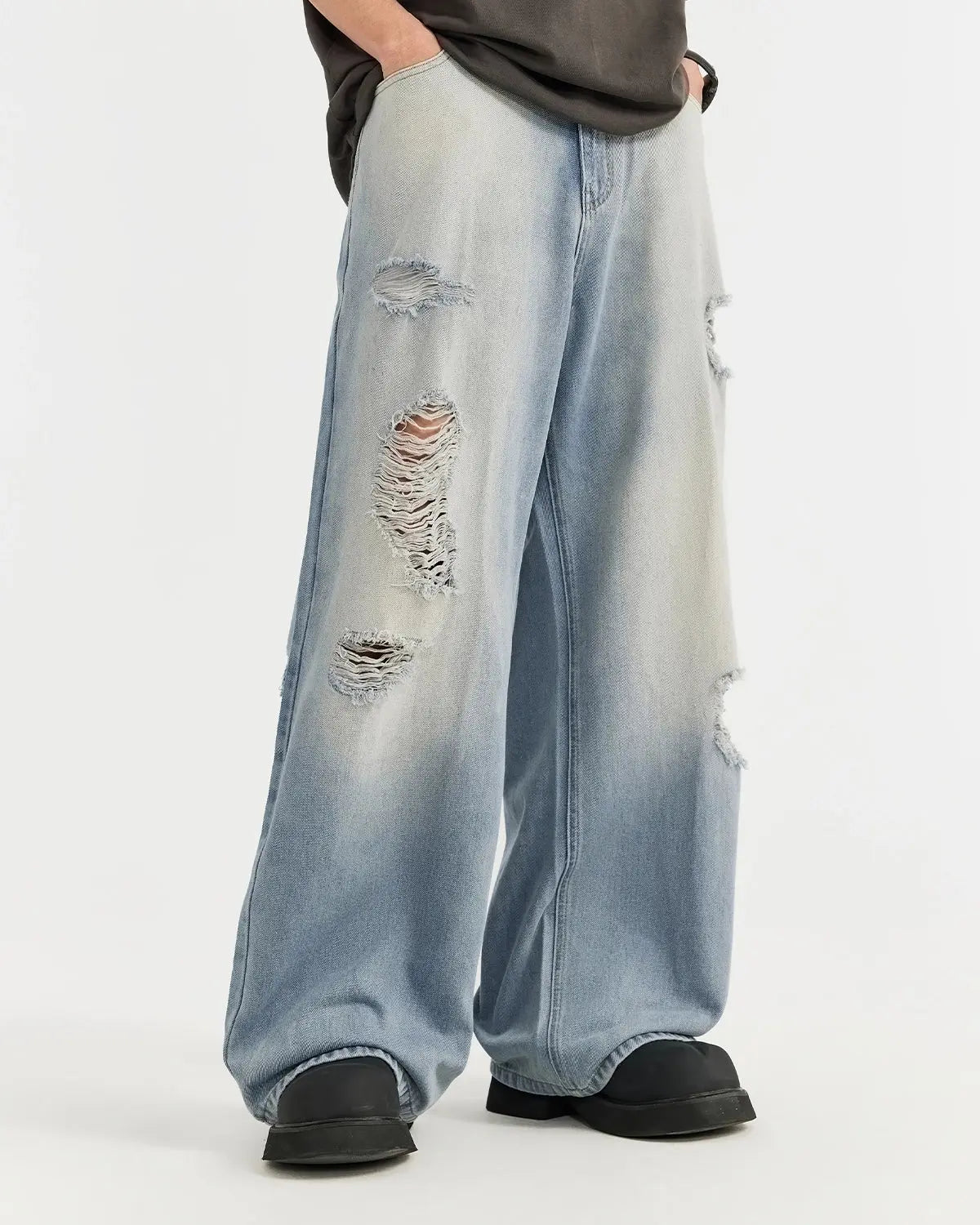 Distressed Ripped Blue Jeans | Inflation Streetwear