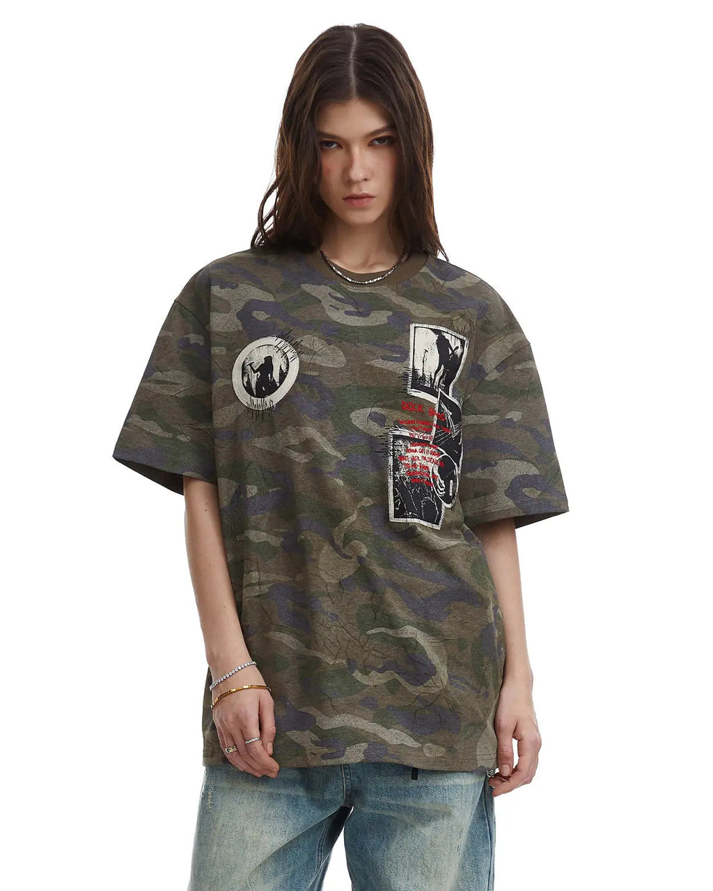 Vintage Camo Patch Graphic T-Shirt | Inflation Streetwear