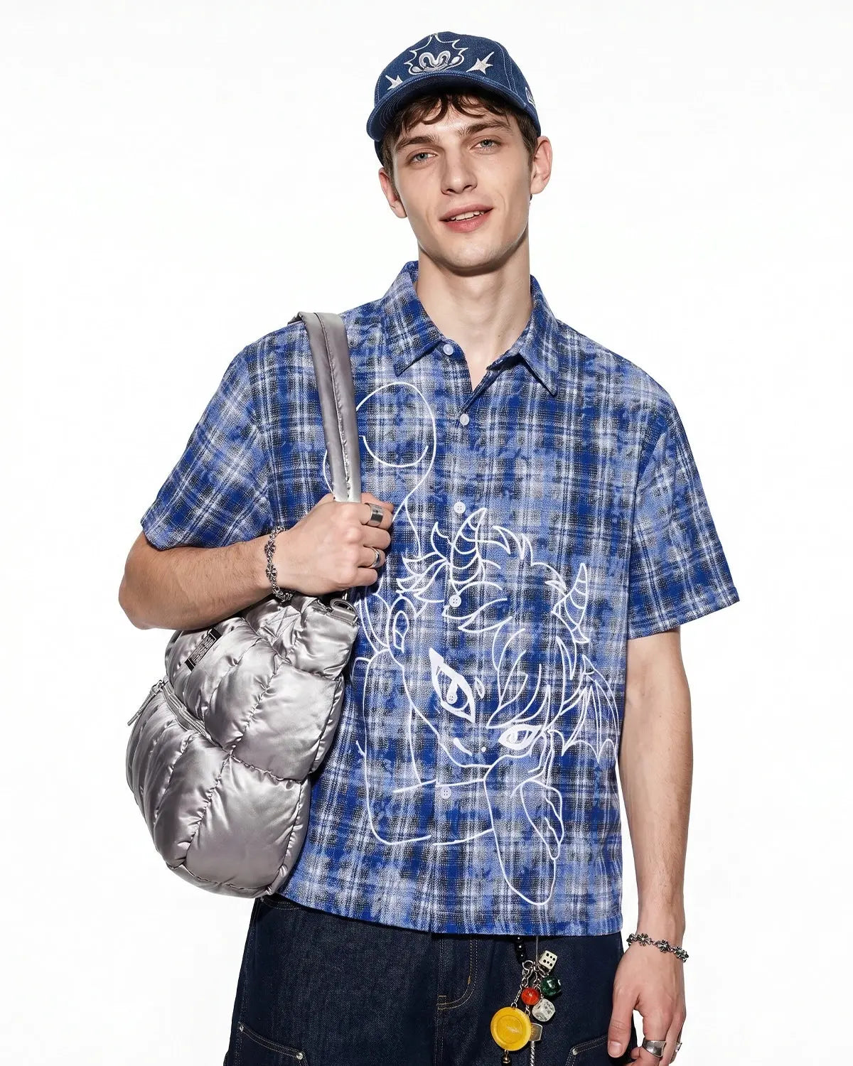 Devil Embroidered Plaid Shirt | Inflation Streetwear