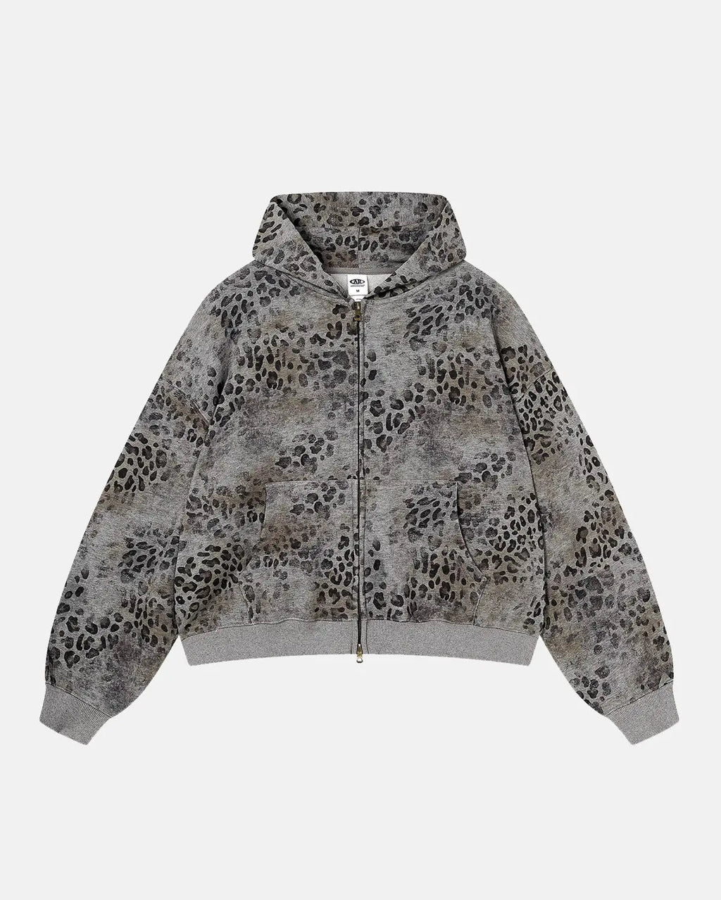 Leopard Print Boxy Zip Up Hoodie | Inflation Streetwear
