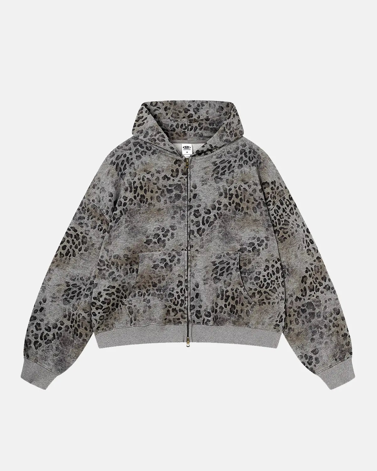 Leopard Print Boxy Zip Up Hoodie | Inflation Streetwear