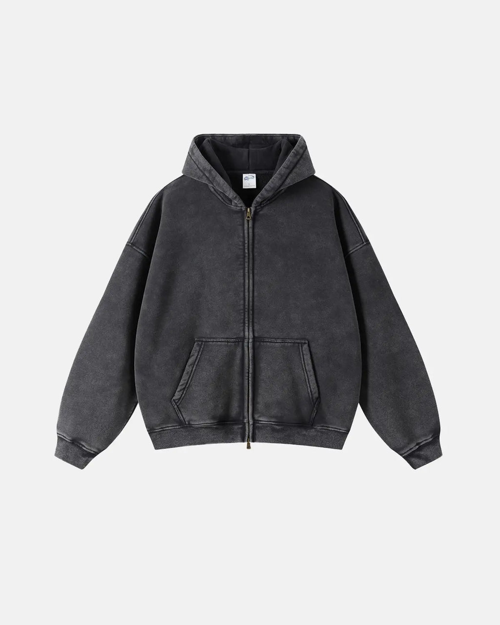 Acid Washed Distressed Fleece Zip Up Hoodies | Inflation Streetwear
