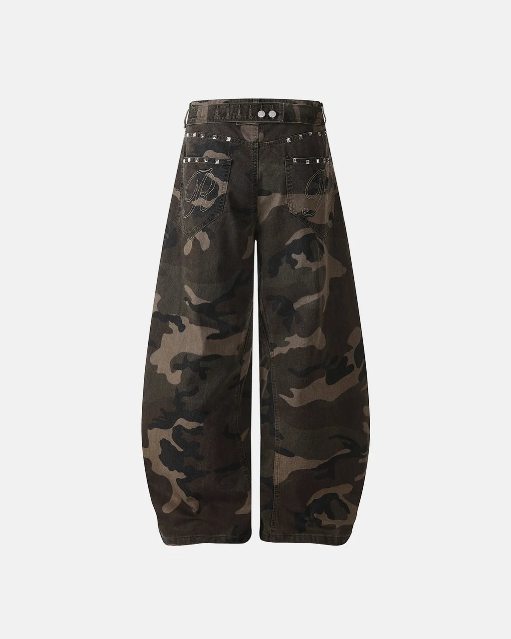 Studded Camo Barrel Jeans | Inflation Streetwear